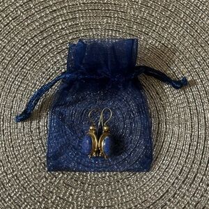 Elegant Blue and Gold Earrings